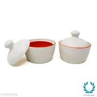 Handcrafted White Red Marble Ceramic Butter Pot with Lid  - POT